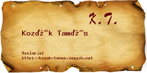 Kozák Tamás névjegykártya